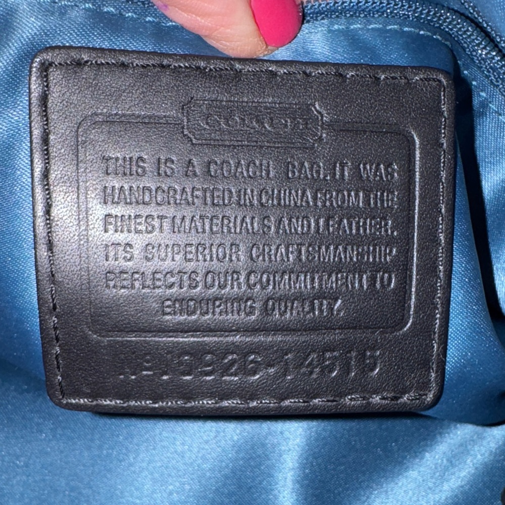 Coach Black Denim and White Signature Circle Satchel - Picture 5 of 13